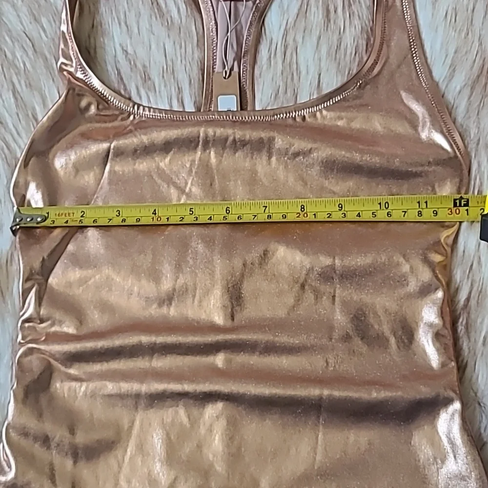 NWT SKIMS Metallic Swim Cycle Suit Size S Champagne
